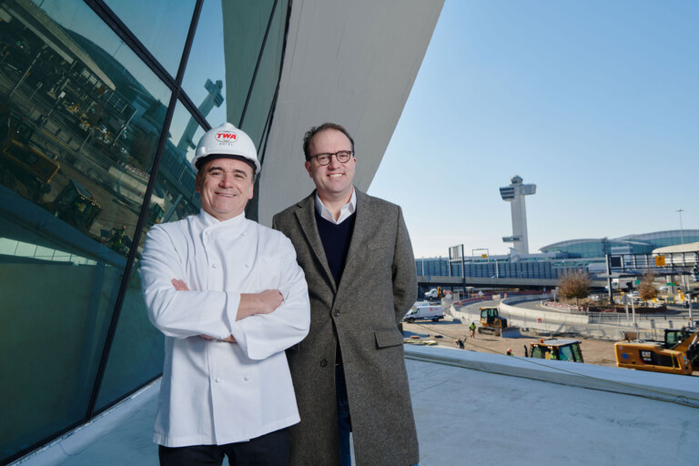 Jean-Georges Vongerichten and MCR CEO Tyler Morse at the TWA Hotel.