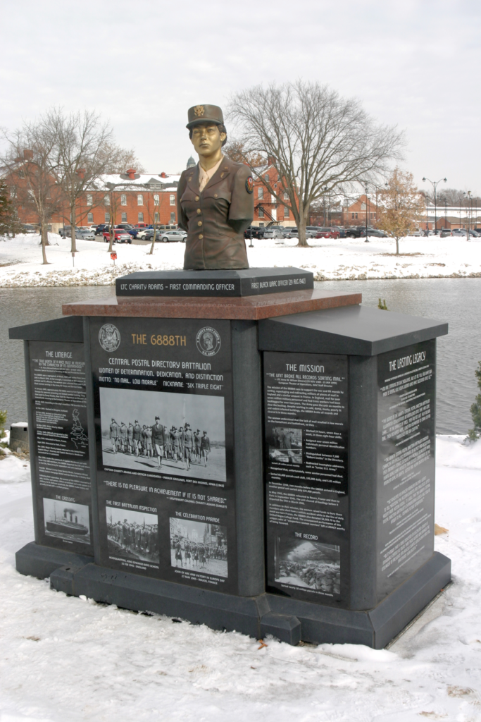 “No Mail, Low Morale” The Six-Triple-Eight Delivered! New York Airport The 6888th Central Postal Directory Battalion Monument in the Buffalo Soldier Military Park at Fort Leavenworth, Kansas