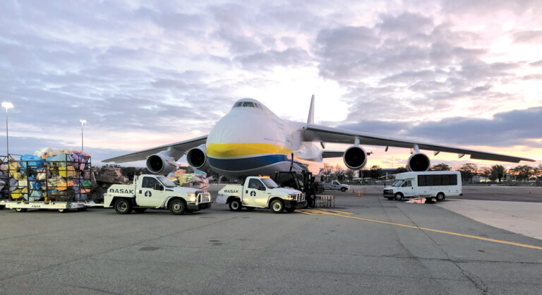 Antonov Airlines Arrives at JFK Airport With 52 Tons of Loose Mail from Ukraine ASAK Solutions Antinov JFK Airport, New York