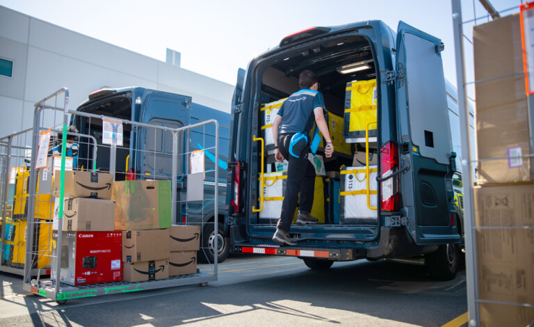 Amazon Delivery Driver Loading Van