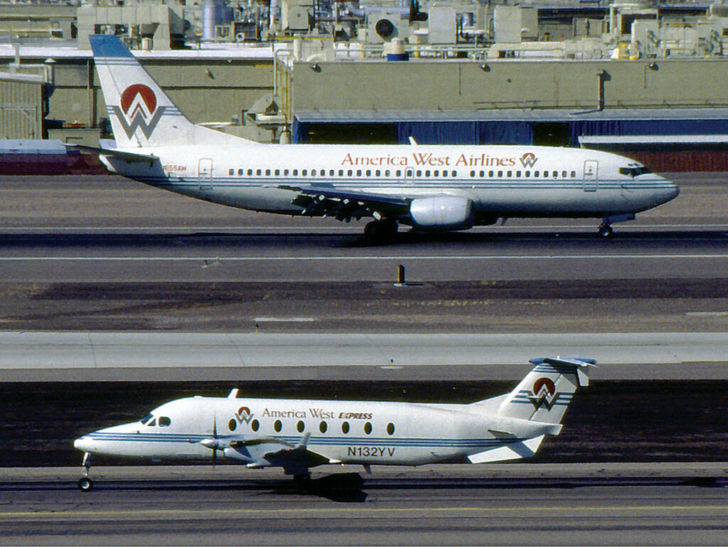 America West Boeing 737-300 and America West Express Beechcraft 1900D.