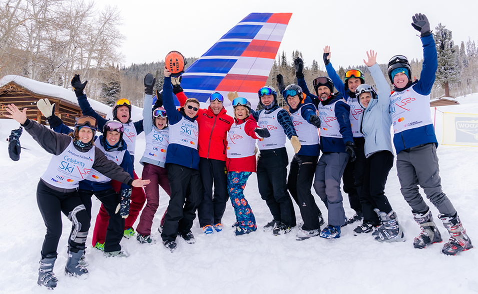 American Airlines Donates $1.1 Million to the Cystic Fibrosis Foundation New York Airport Celebrity Ski attendees enjoy the slopes of Beaver Creek, Colorado.