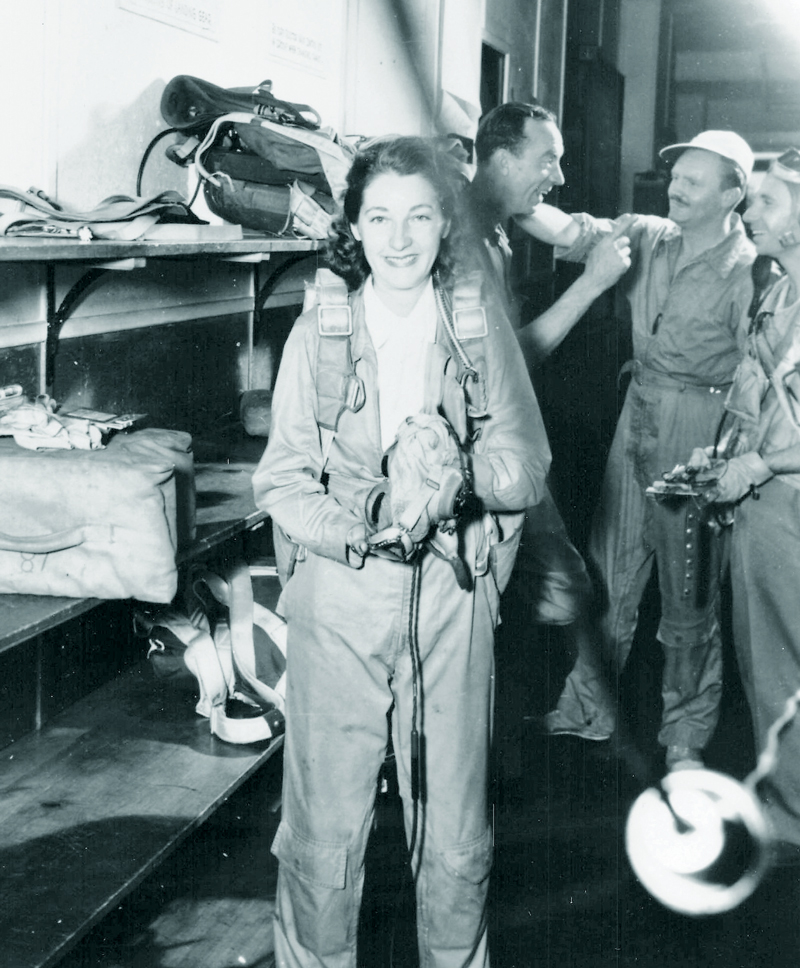 Barbara Kibbee in equipment room Bethpage, NY c.1943.