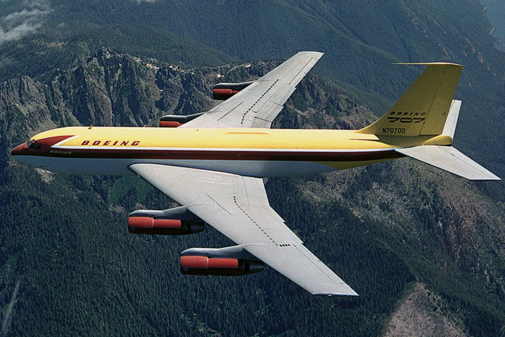 The Transatlantic Jet Race New York Airport Boeing 707 prototype
