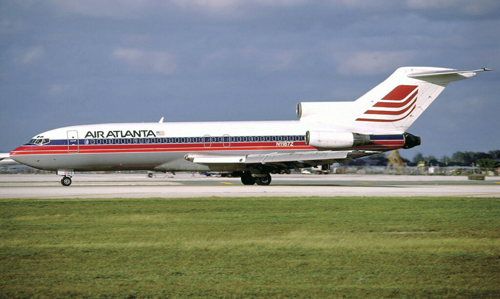 An Air Atlanta Boeing 727-100 at Miami International Airport in 1987