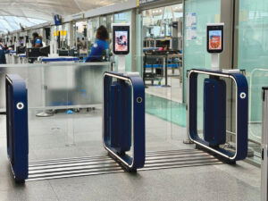 CLEAR e-gates at T4 New York Airport CLEAR e-gates at T4