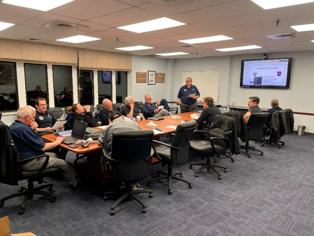 A briefing at a recent meeting of CAP’s NY-207 squadron at Farmingdale Republic Airport.