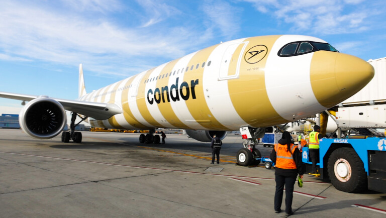 New Condor A330neo Crosses the Atlantic and Touches Down at JFK Airport Condor A330neo at gate Metropolitan Airport News