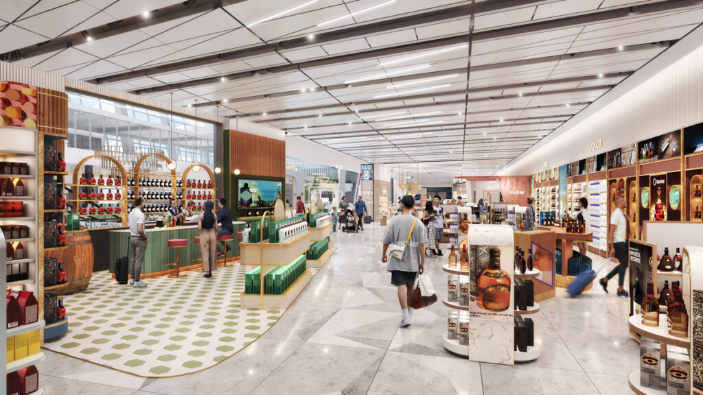 Rendering of the wine, spirits, and tasting bar.