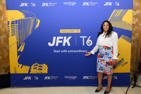 JMP Launches Terminal 6 Discovery Expo Series; Unveils T6 Brand with Future Partners at JFK Airport Karen Ali, COO, JFK Millennium Partners Presents the new JFK T6 brand identity at an event at JFK Airport.