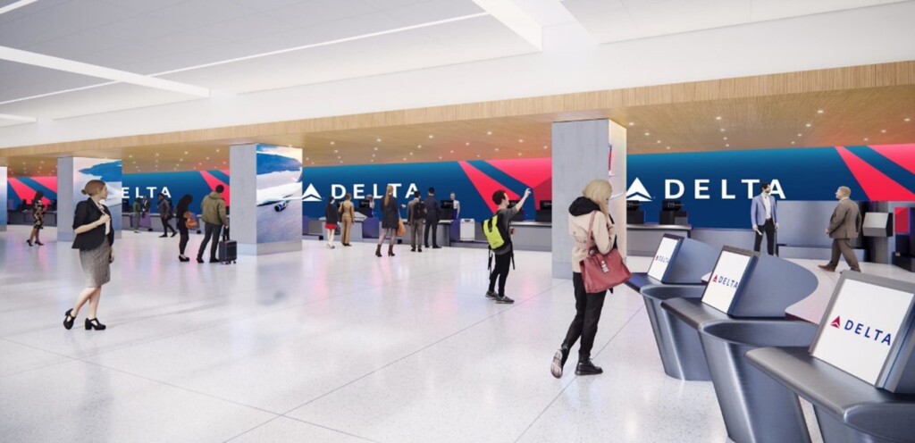 Rendering of centralized check-in lobby at New York - LGA