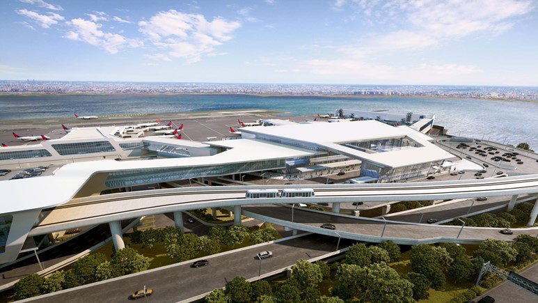 Exterior rendering of centralized terminal at New York - LGA