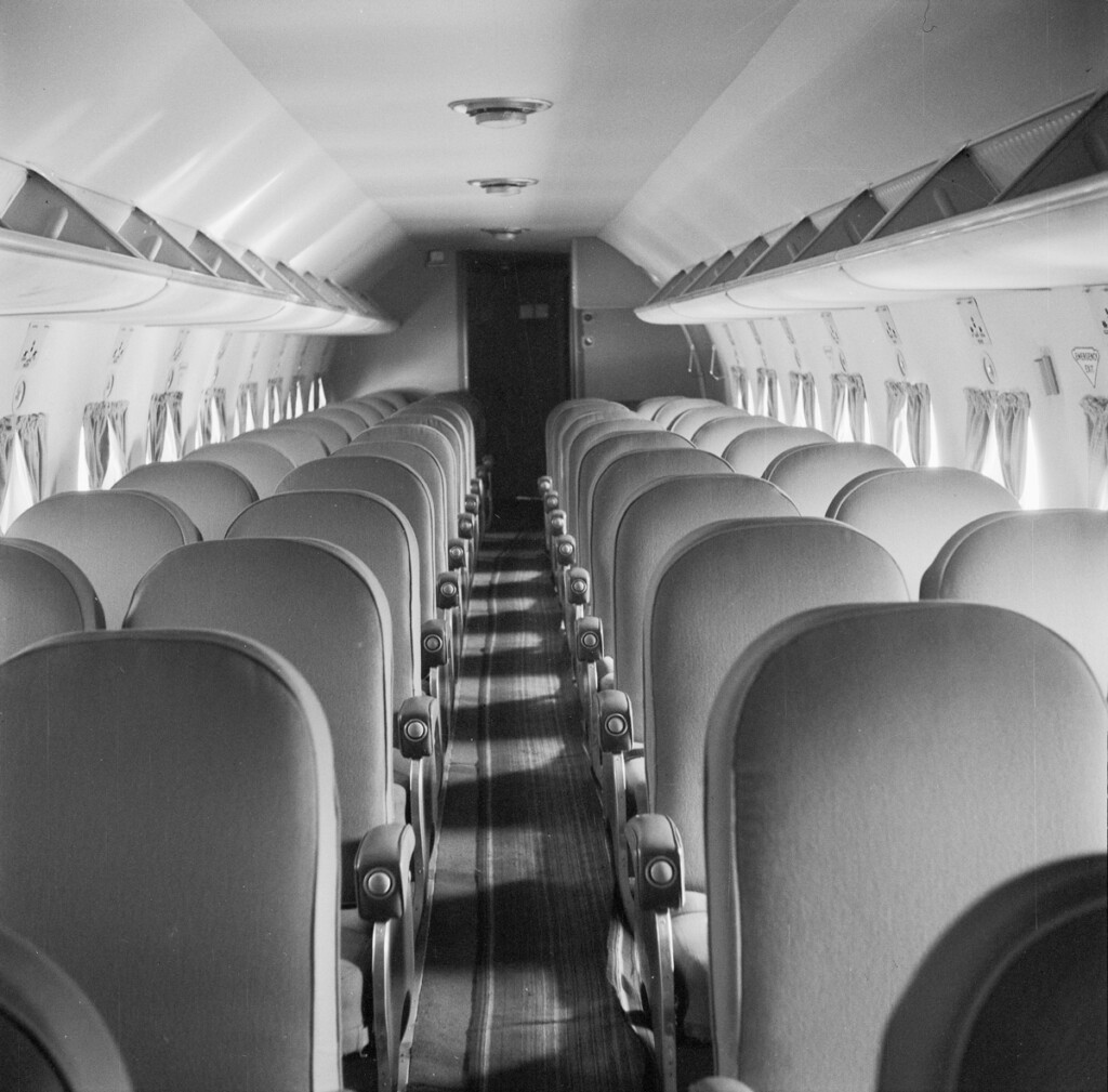 Transcontinental by Air Throughout the Years New York Airport Douglas DC-4 cabin