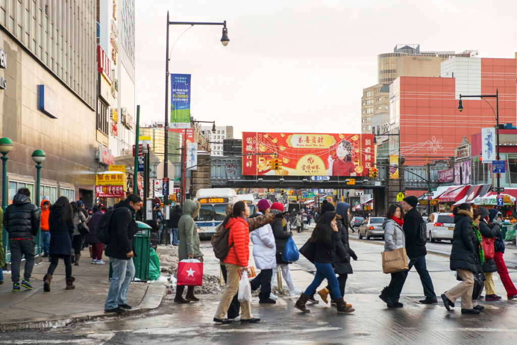 Queens Connectivity: A Public, Urban Transit Hub New York Airport Pedestrian Traffic Flushing Queens