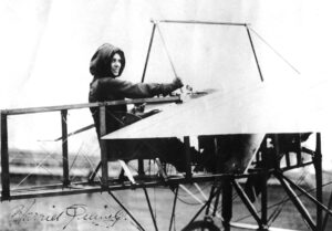American pioneering pilot Harriet Quimby with a Moissant monoplane 1911.