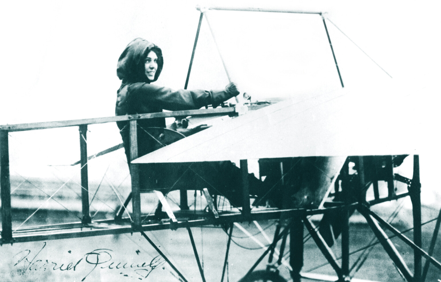Wing Women: Women in Aviation Harriet Quimby, in Moisant monoplane, Moisant Aviation School, Mineola L.I. 1911.