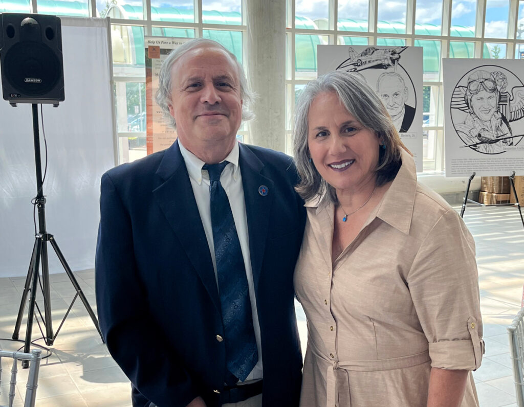 (L.-R.): Julia Lauria-Blum and Joshua Stoff, Cradle of Aviation Museum Curator.