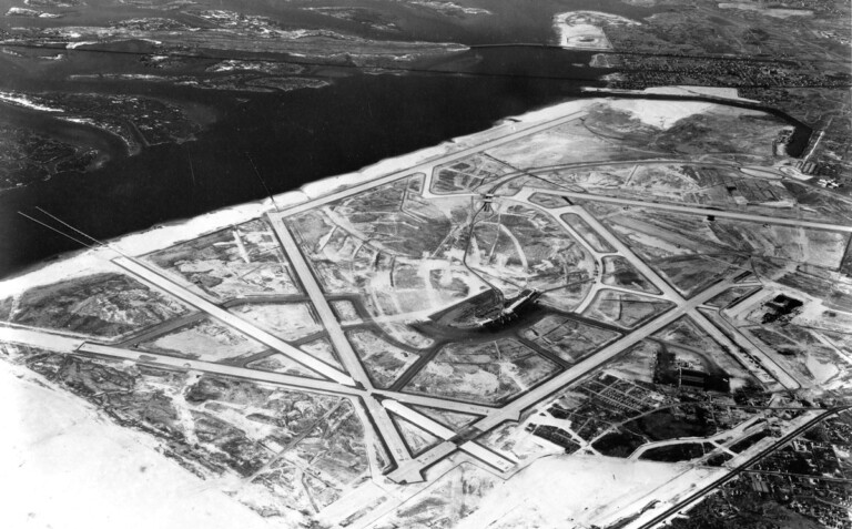 Idlewild-Kennedy Aerial view of NY International Airport looking southwest. (1949)