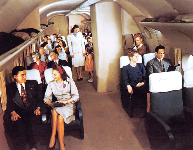 Travel By Air, The Golden Years: 1920s-1960s Interior passenger compartment of a Boeing Stratocruiser c.1951