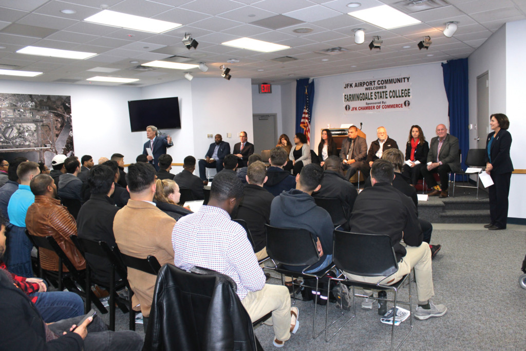 The JFK Airport Chamber of Commerce Hosts Panel Discussion for Farmingdale College Aviation Program Students New York Airport The JFK Airport Chamber of Commerce Hosts Panel Discussion for Farmingdale College Aviation Program Students
