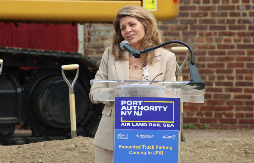 PANYNJ Breaks Ground On Expanded Truck Parking Plaza at JFK Airport New York Airport JFK Expanded Truck Parking Teresa Rizzuto JFK International General Manager Metropolitan Airport News