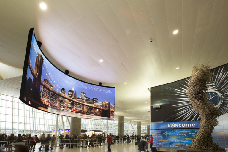 JFK Airport’s Terminal 4 Unveils State-of-the-Art Flight Information Display Board JFK T4 Video Screen Metropolitan Airport News