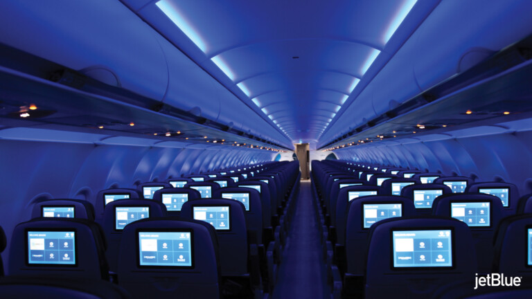 JetBlue Reveals First Complete Restyle of A320 Interior Since Airline Launched in 2000 JetBlue A320 Cabin Redesign Metropolitan Airport News