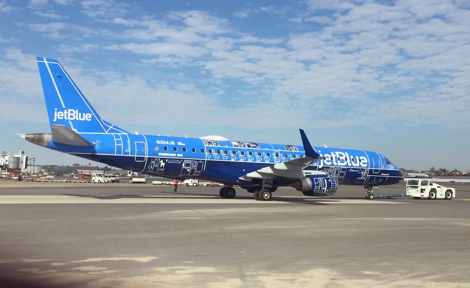 JetBlue Introduces 12th Special Livery Aircraft and New Tailfin Design New York Airport ‘Blueprint’ Becomes Airline’s First Embraer 190 to Feature a Unique Paint Scheme