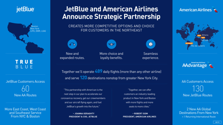 JetBlue and American Airlines Announce Strategic Partnership to Create More Competitive Options and Choice for Customers in the Northeast JetBlue and American Airlines Announce Strategic Partnership