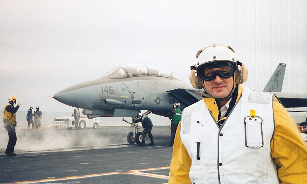 Joshua Stoff New York Airport Josh Stoff on the deck of the USS Enterprise Navy aircraft carrier.
