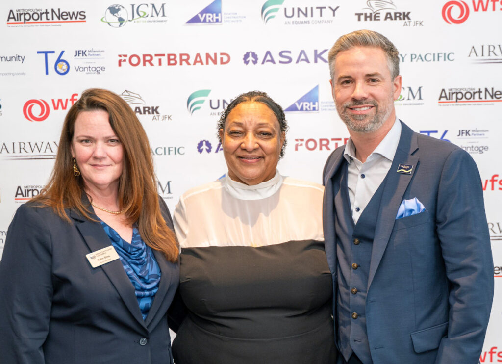 Terminal 6 Prepares to Open Its Gates New York Airport Katie Bliss, President, Aqueous Solutions; Yvette Greene, Cresent Consulting, and Terminal 6 CEO Steve Thody.