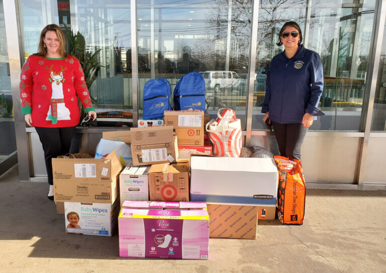 (L.-R.) Rotary Vice President Katie Bliss and President Nancy Vargas at the Saratoga Family Shelter located ion Rockaway Blvd.