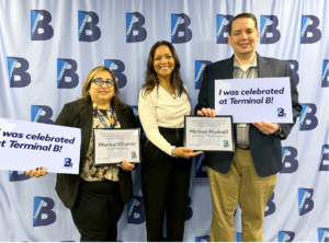 LaGuardia Gateway Partners (LGP) honor Monica Villamar and Michael Hudnall at quarterly B-Celebrated employee recognition award ceremony New York Airport LaGuardia Gateway Partners (LGP) honor Monica Villamar and Michael Hudnall at quarterly B-Celebrated employee recognition award ceremony