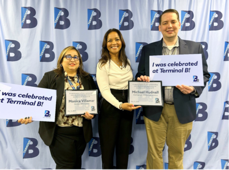 LGP Honors Monica Villamar and Michael Hudnall at Quarterly B-Celebrated Employee Recognition Awards LaGuardia Gateway Partners (LGP) honor Monica Villamar and Michael Hudnall at quarterly B-Celebrated employee recognition award ceremony