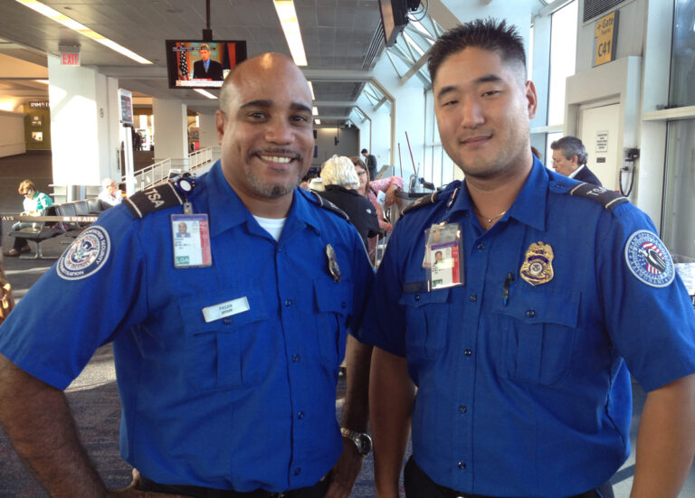 TSA Prepares for the Expected Increase In Summer Travel from JFK and LaGuardia Airports LaGuardia Airport TSA officers Jose Pagan and Inhwan Kim.