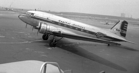 Capitol Airlines DC-3 at LaGuardia Airport.