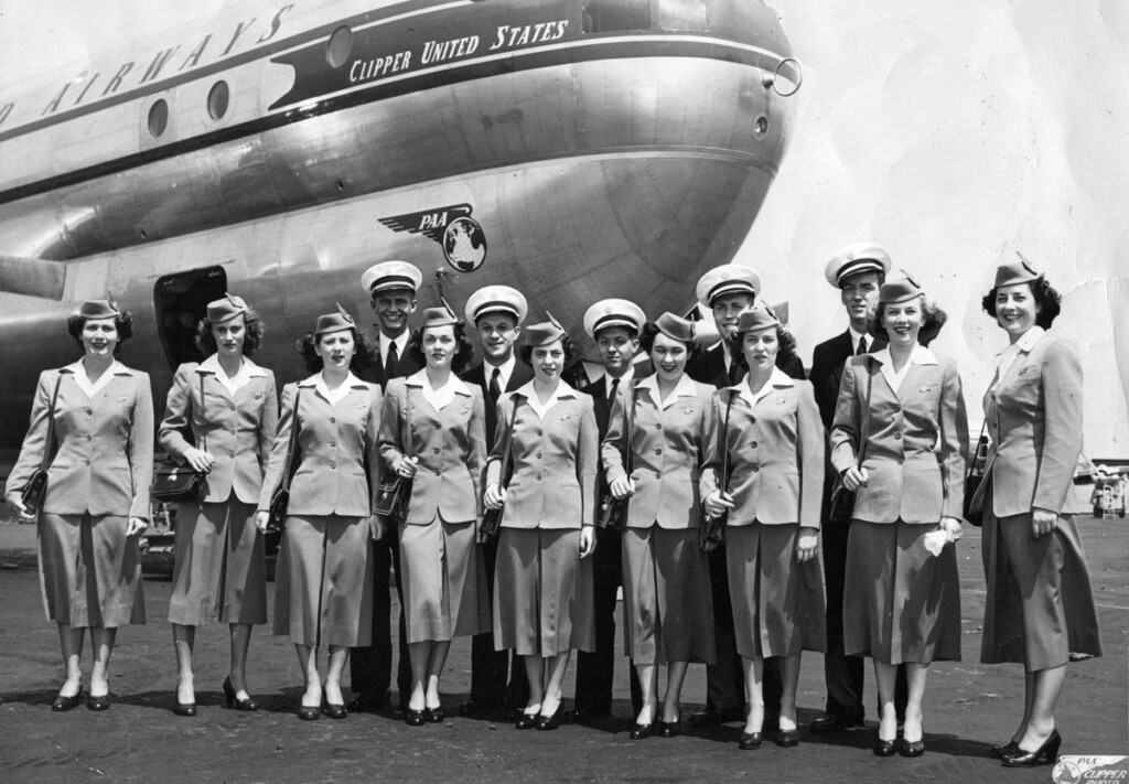 Pan American Airways Flight Crew at LaGuardia Airport c. 1949