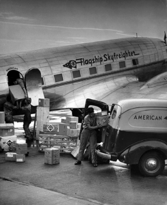 American Airlines Skyfreighter DC-3 New York Airport American Airlines Skyfreighter DC-3