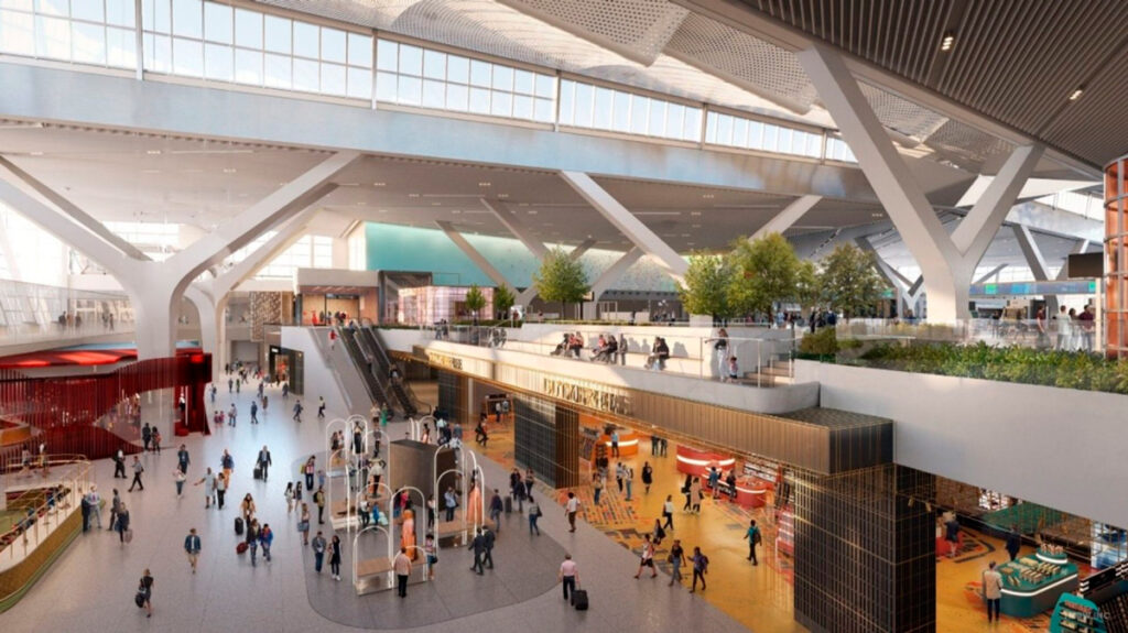 A rendering of the interior of the new Terminal One at JFK.