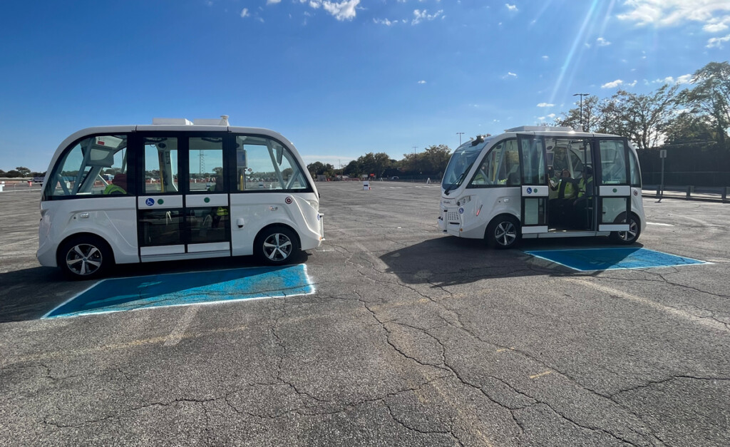 Port Authority Hosts First Demonstration of Platooned Autonomous Vehicles at a North American Airport New York Airport Autonomous Vehicle Manufacturer Navya Establishes Vehicle Capabilities Over Three Days at JFK Aqueduct Parking Lot