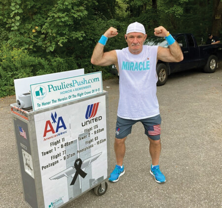 Former Flight Attendant Pushes Beverage Cart from Boston to Ground Zero to Honor 9/11 Victims Former Flight Attendant Pushes Beverage Cart from Boston to Ground Zero to Honor 9/11 Victims