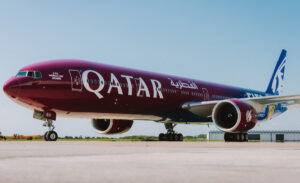 Qatar Airways Boeing 777 in FIFA Special Livery. New York Airport Qatar Airways Boeing 777 in FIFA Special Livery.