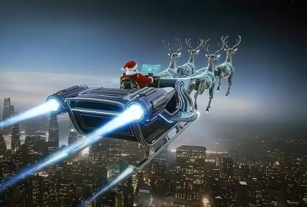 GE Aerospace Examines Santa's Sleigh and Determines It Needs Jet Engines New York Airport Santa Sleigh GE Jet Propulsion