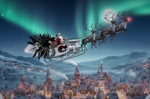 Santa Sleigh GE Open Fan Engine New York Airport Santa Sleigh GE Open Fan Engine