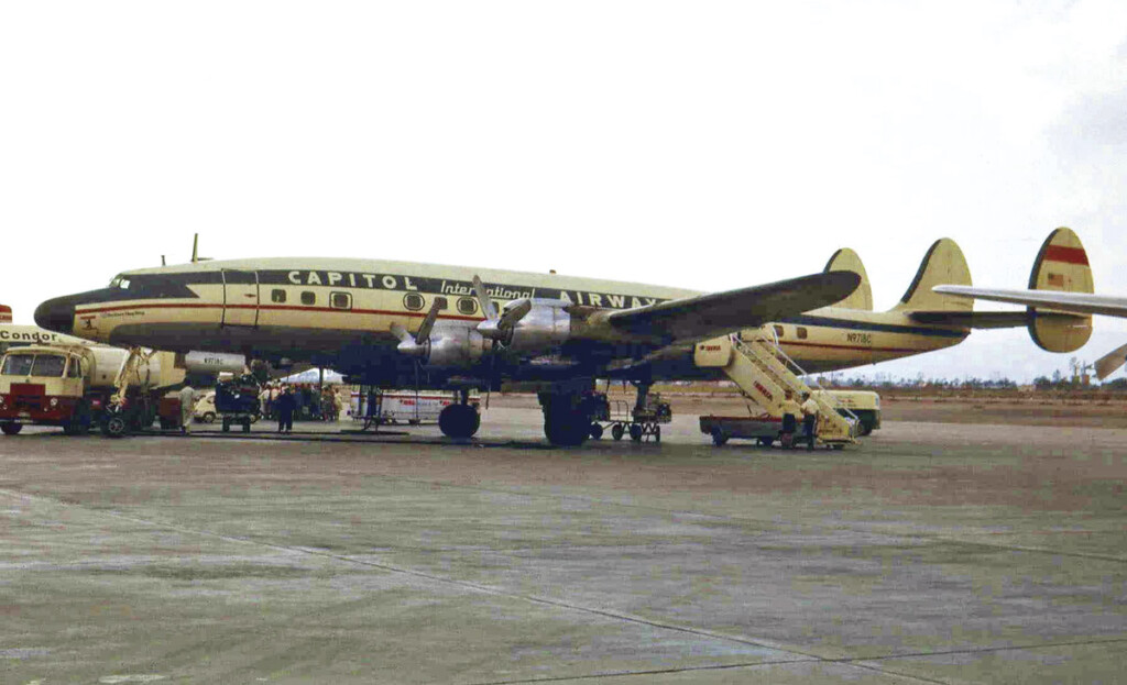 Capitol Air New York Airport Capitol Airways Constellation at Palma de Mallorca Airport in 1967.