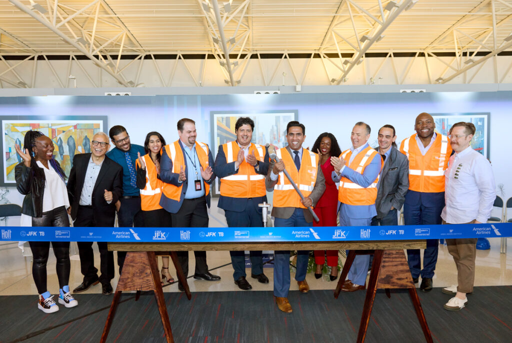 PANYNJ, URW, and American Airlines Start Construction for $125-Million JFK T8 Commercial Redevelopment New York Airport T8 construction kickoff