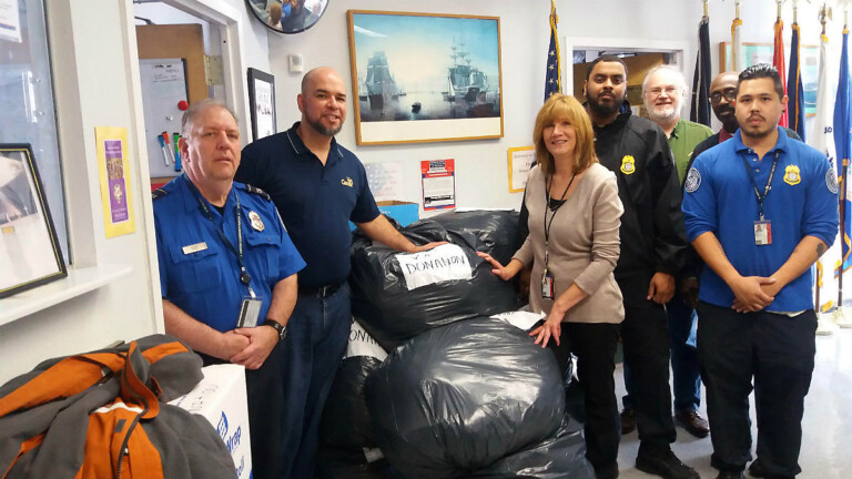 TSA Officials at LaGuardia Airport Help Clothe Homeless Veterans TSA LGA Clothe Homeless Veterans