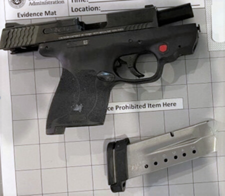 TSA officers at LaGuardia Airport detected this handgun in a traveler’s carry-on bag on March 5.