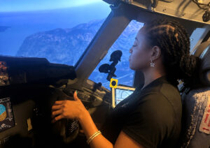 Tanya Austin in a Flight Simulator