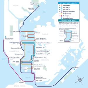 The New York City Ferry System Map New York Airport The New York City Ferry System Map